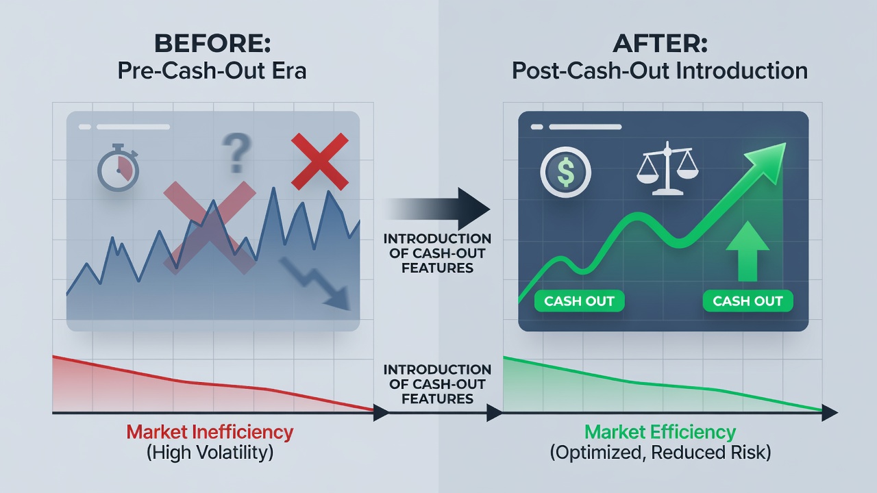 Chart comparing market efficiency indicators in regions with varying cash-out regulations over five years