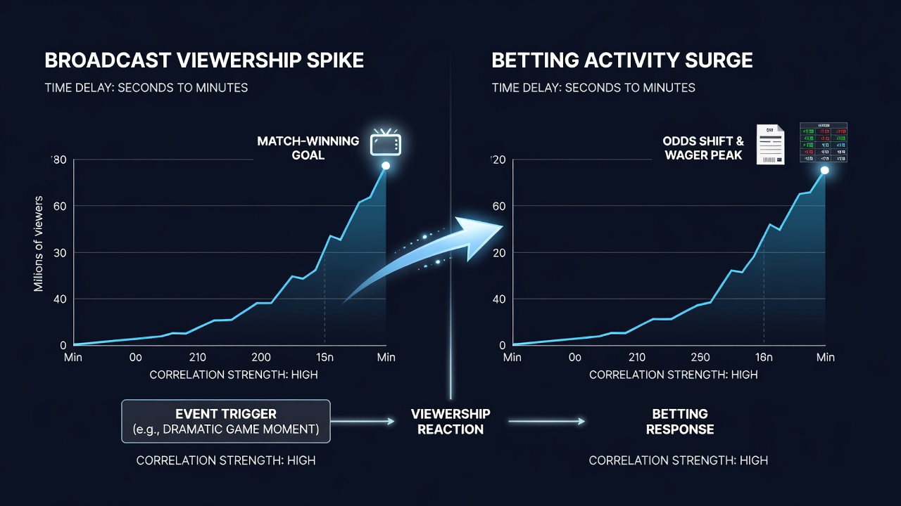 Boxing ring action with overlaid live betting odds movement during a viewership peak